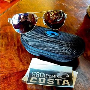 Costa Silver Aviator Sunglasses 580P Lenses
